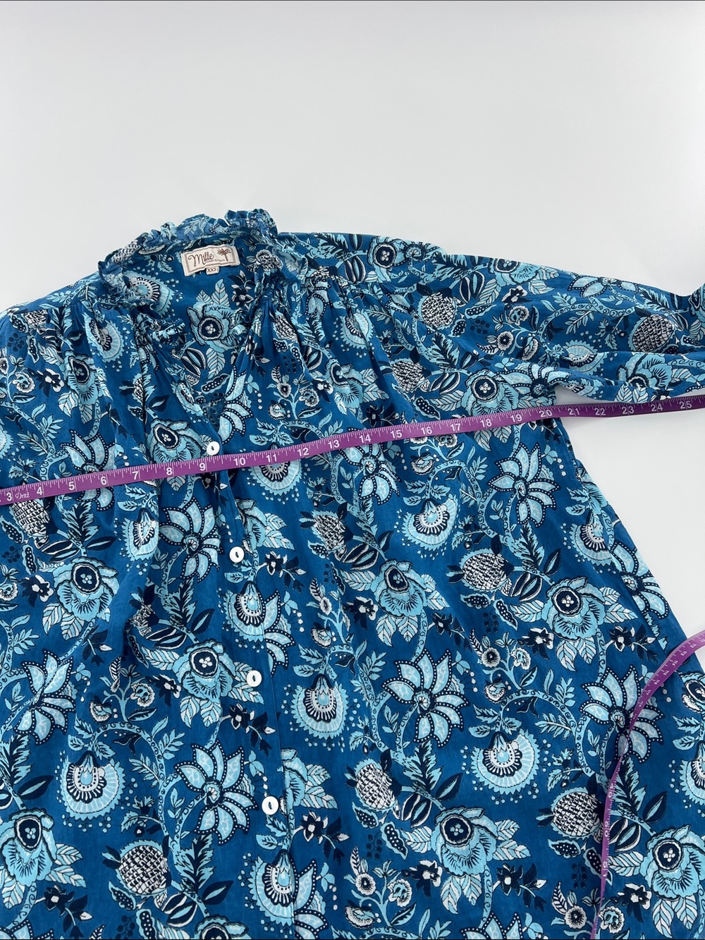 MILLE FRANCESCA TOP - FRENCH BLUE casual office feminine romantic cotton - Picture 5 of 9